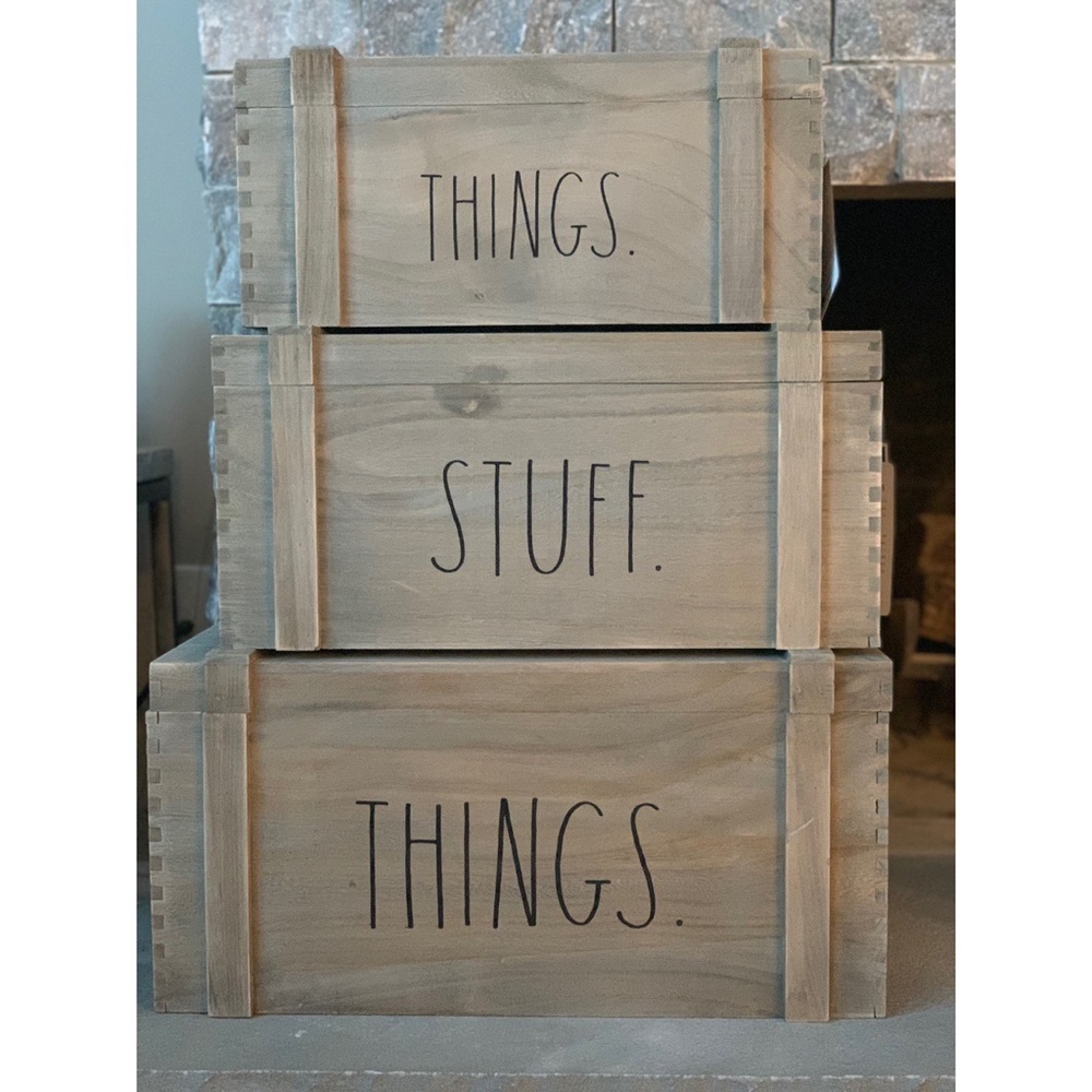 Rae Dunn THINGS STUFF THINGS LL wood box set
